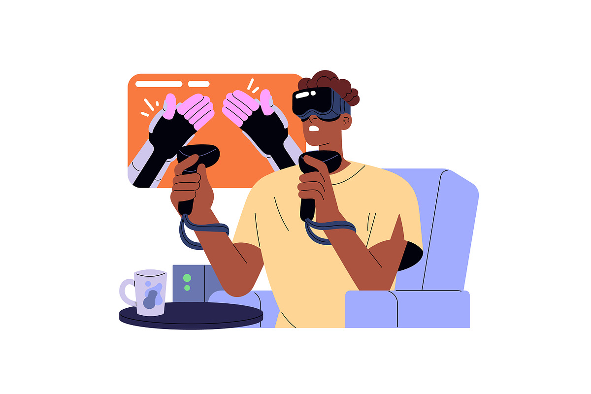 Gamers playing computer games set, an Illustration by PaperTrident (Photo 6 of 11)