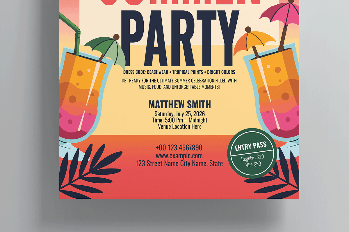 Summer Club Party Flyer Template, a Flyer Template by MightyDesign (Photo 3 of 8)