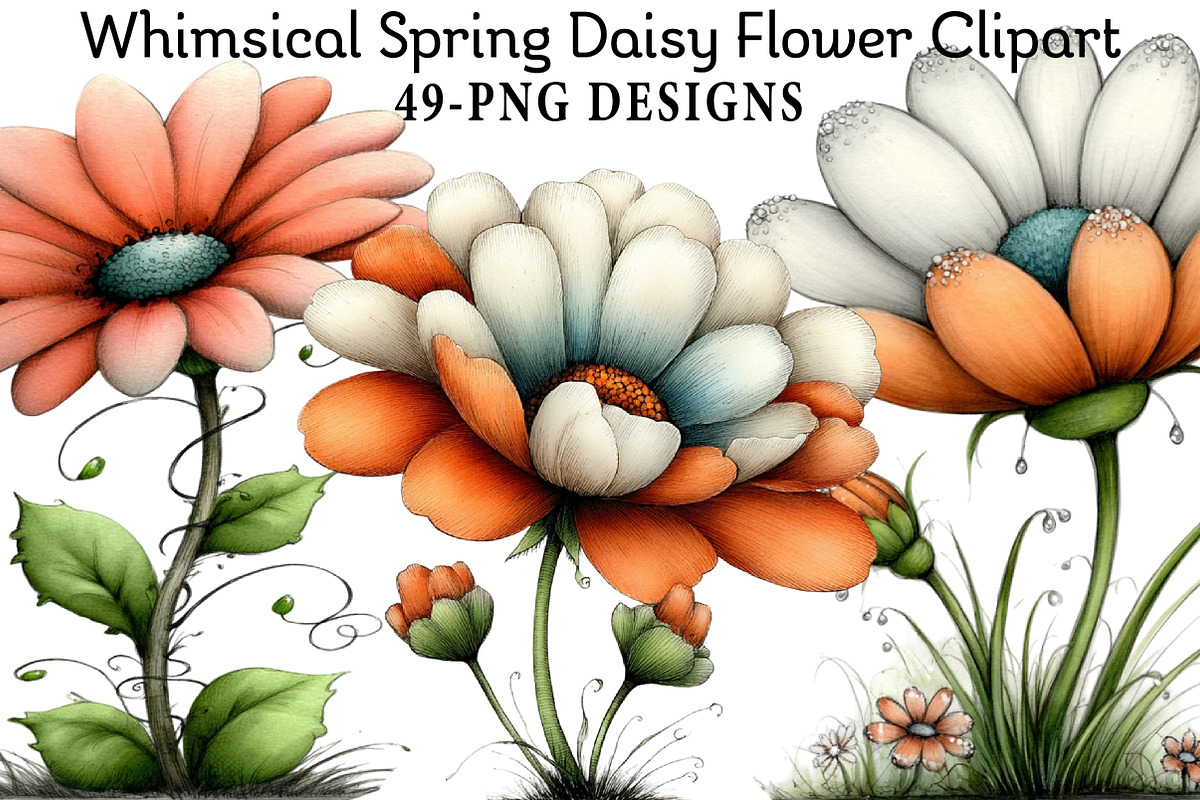 Whimsical Spring Daisy Flower Clipar, an Illustration by Daily.Designs (Photo 1 of 8)