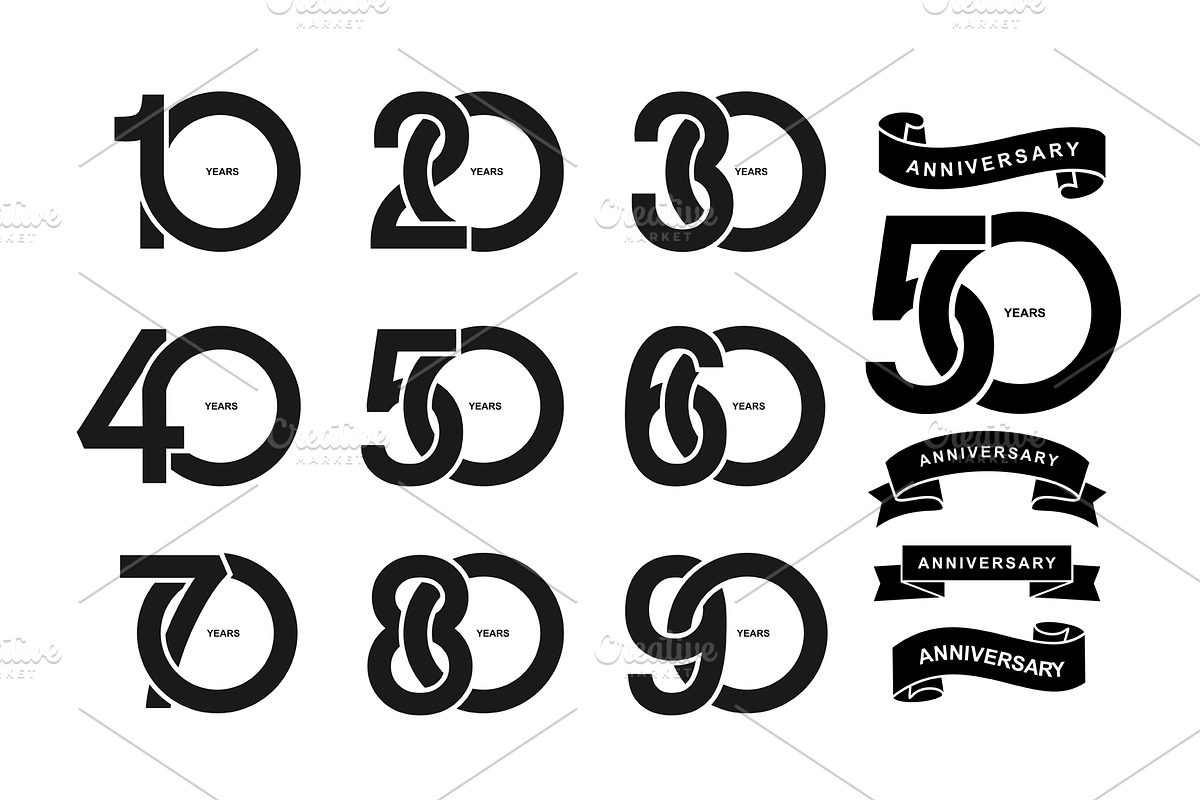 Set of anniversary pictogram icon., an Icon by Vector photo shop (Photo 1 of 2)