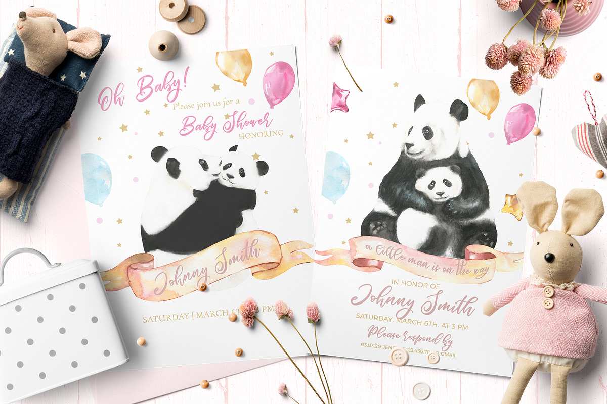 Watercolor Panda Family, an Animal Illustration by Catherine Wheel (Photo 2 of 17)