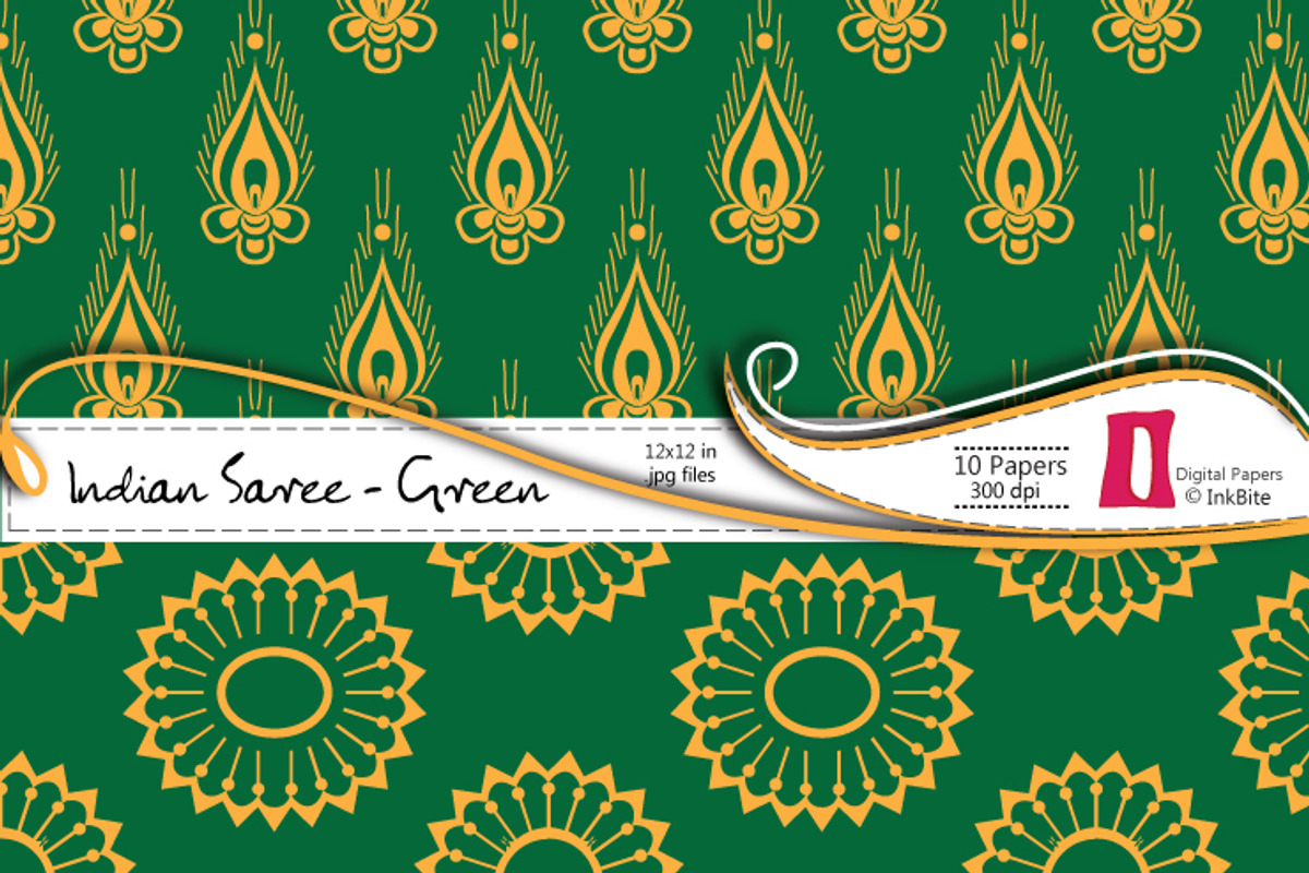 Indian Saree Green Paper Pack preview 2