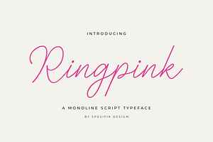 Ringpink - Monoline Script Font, a Script Font by Spesifikstd