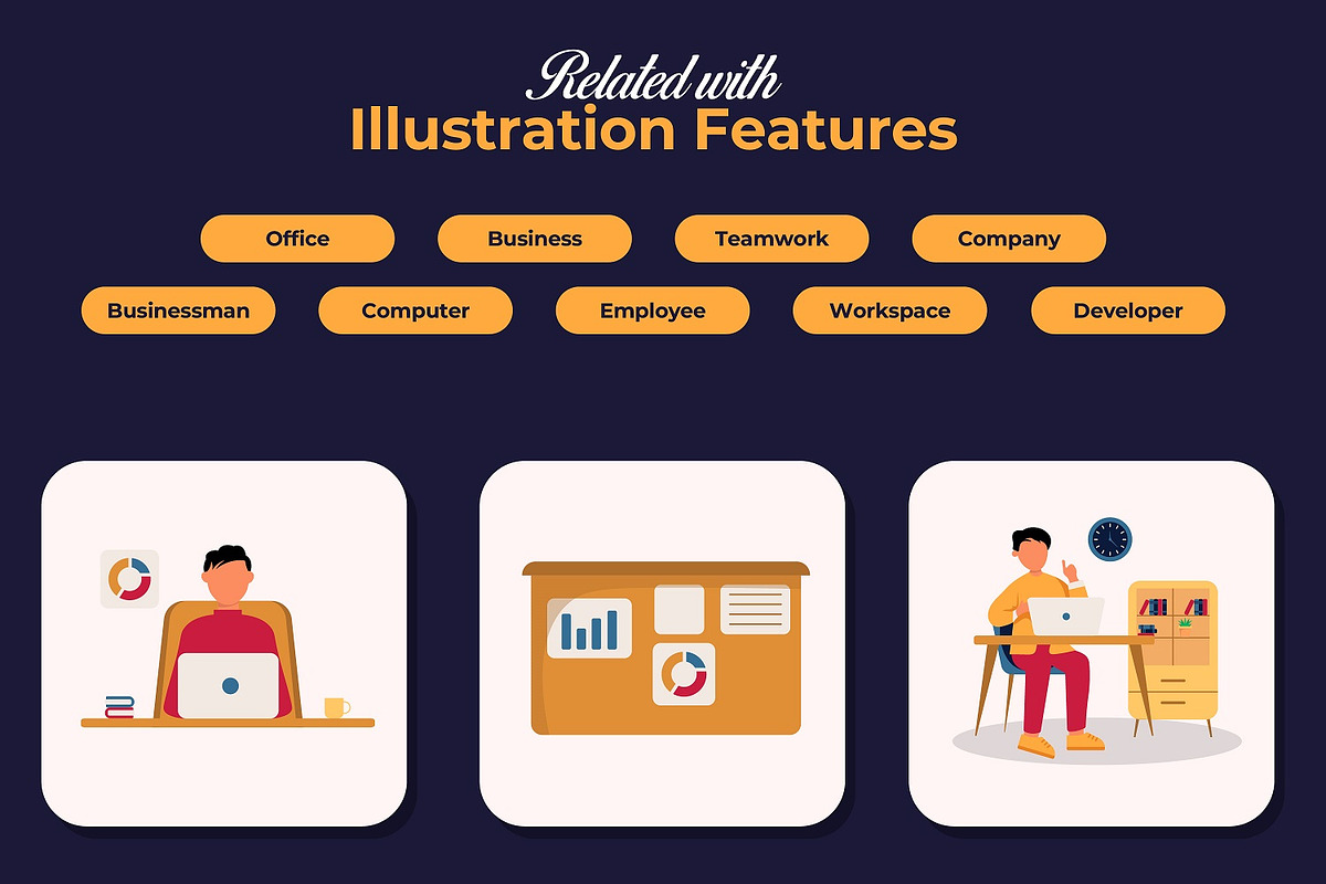 Office Working Illustration, a Work Illustration by Rishsketch (Photo 5 of 9)