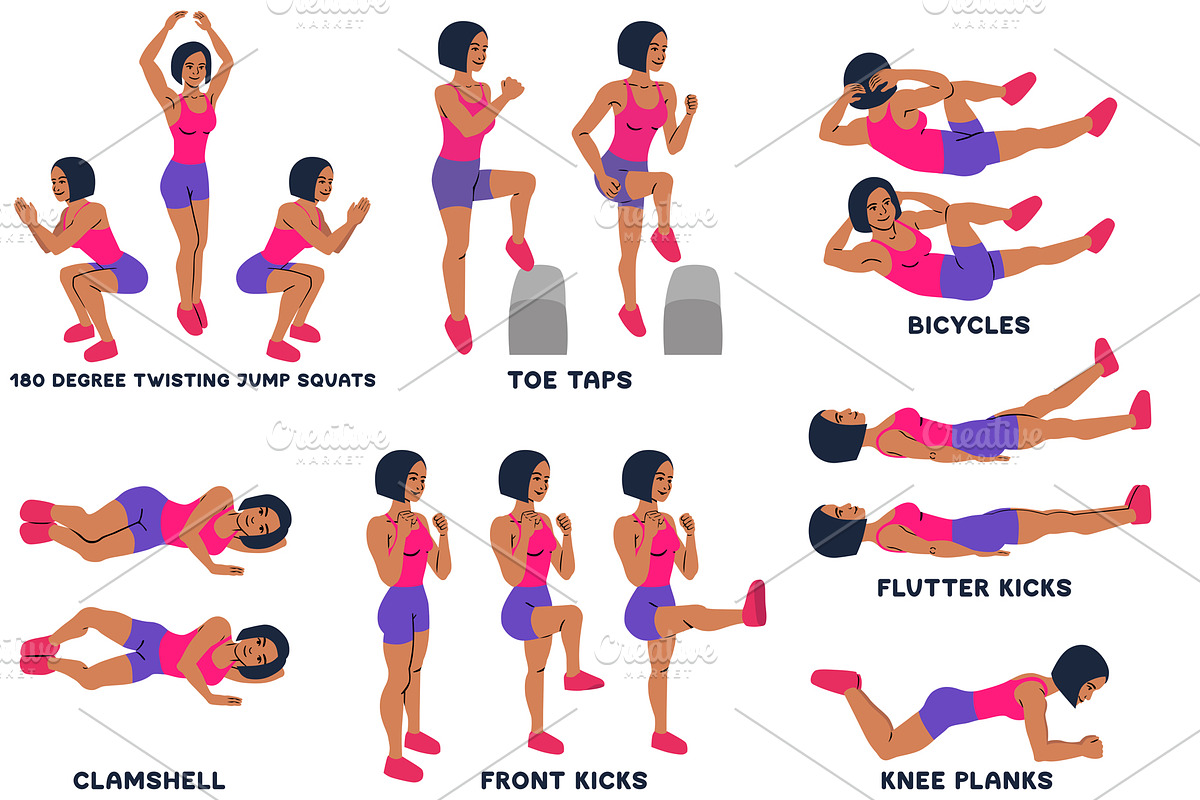 Sport exercises collection, a Healthcare Illustration by tamara.comotomka (Photo 5 of 8)