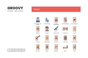 80 Tattoo Icons Groovy Series