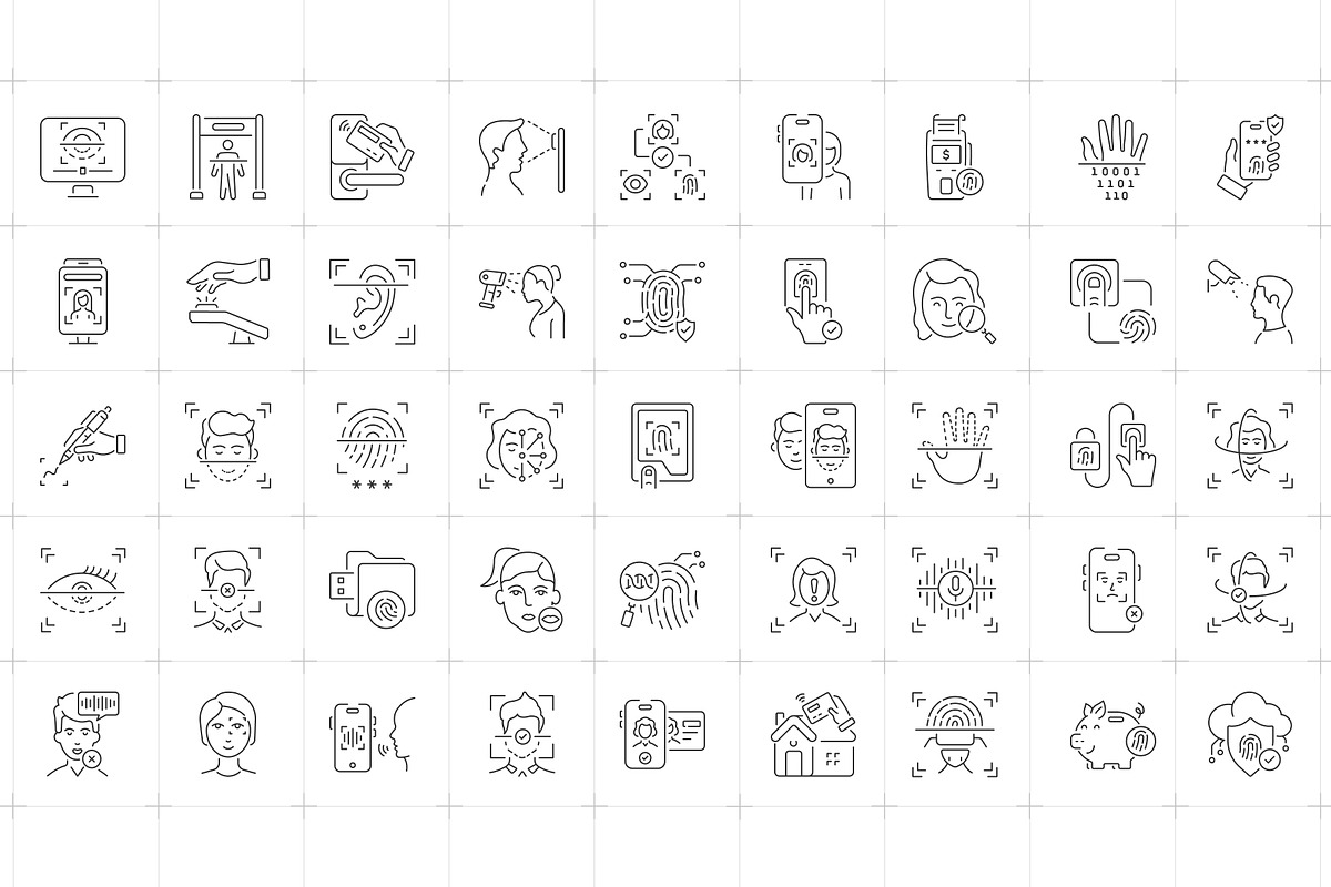 Biometric Recognition Icons, an Outline Icon by Prosymbols (Photo 4 of 6)
