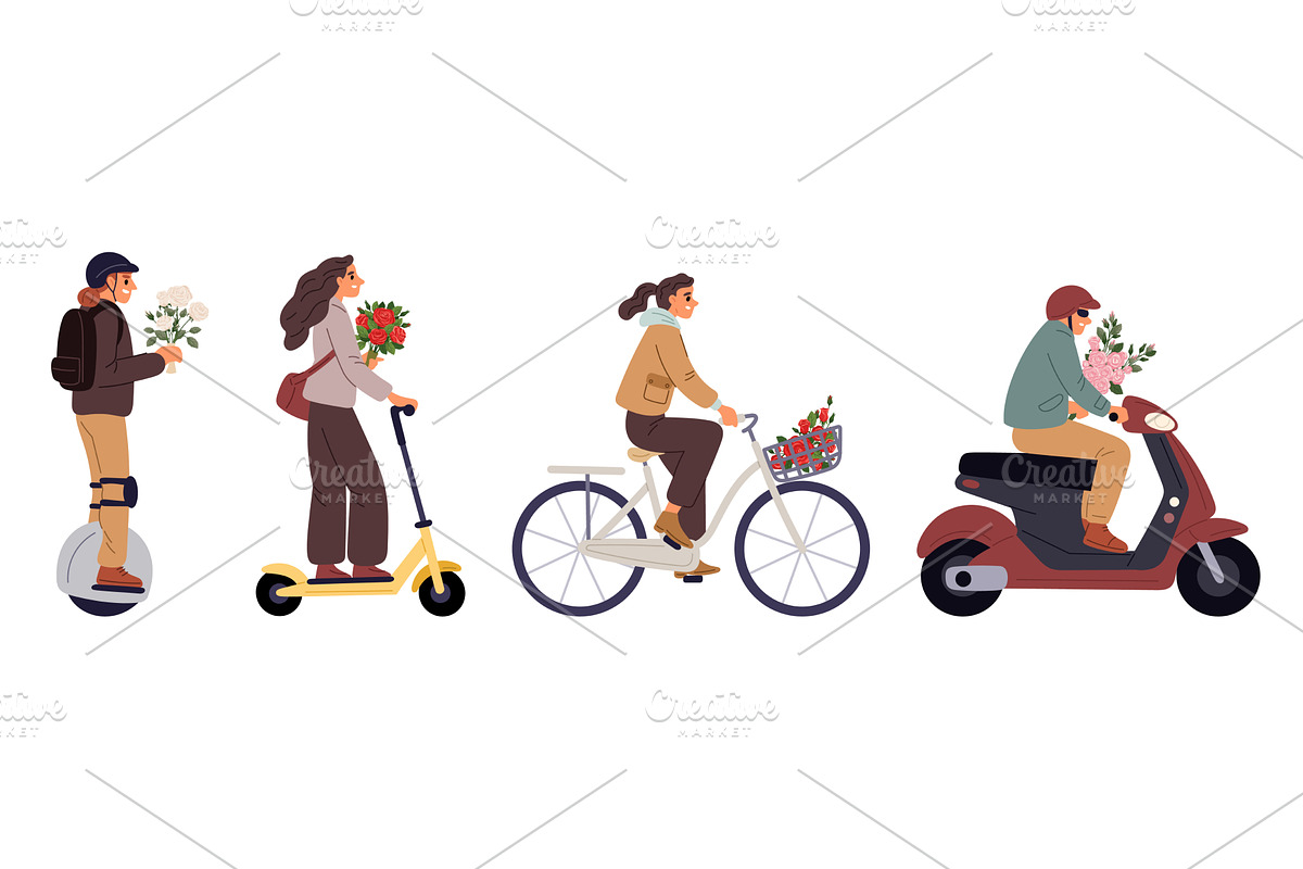 Couriers from flower delivery, a Transportation Illustration by Vectorbuum