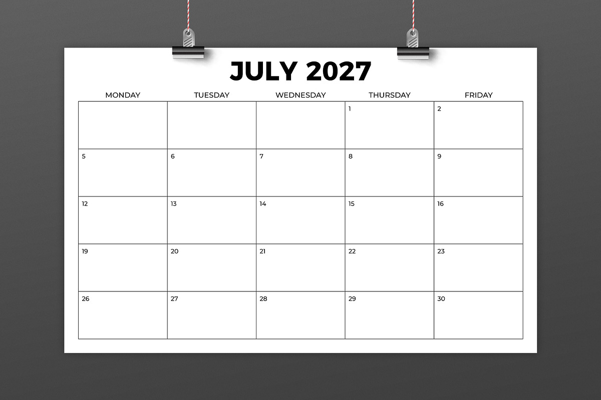 2027 11x17 Inch MON-FRI Calendar, a Stationery Template by Running With Foxes (Photo 3 of 5)