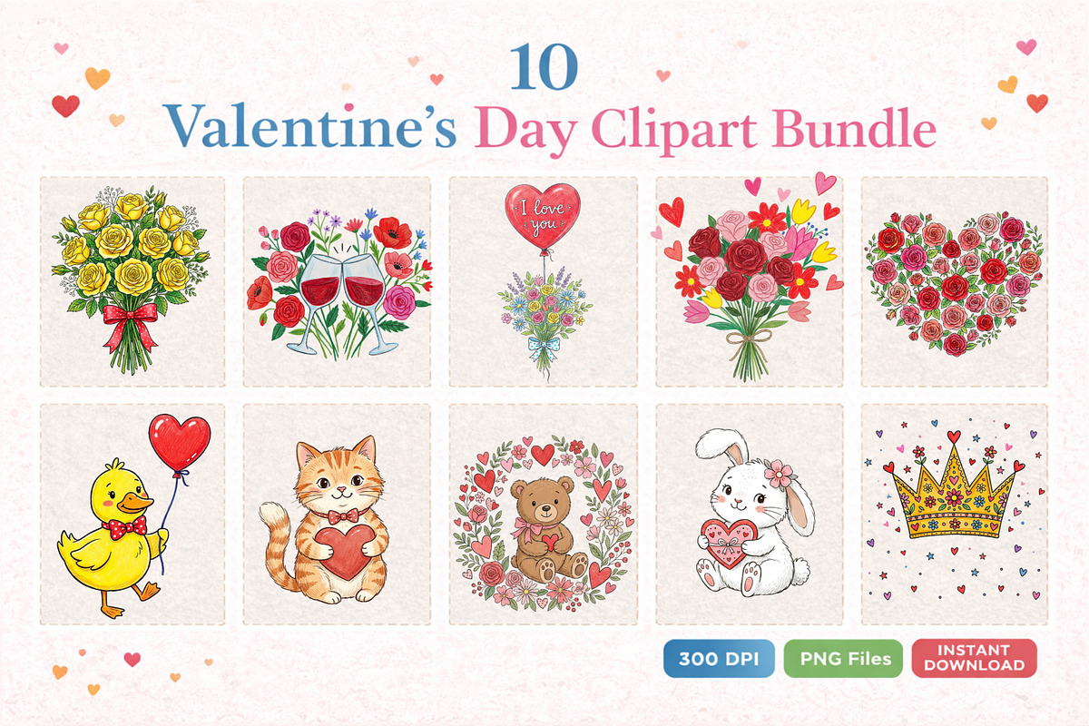 Valentine’s Day Clipart Bundle., an Illustration by Print Haven (Photo 1 of 7)