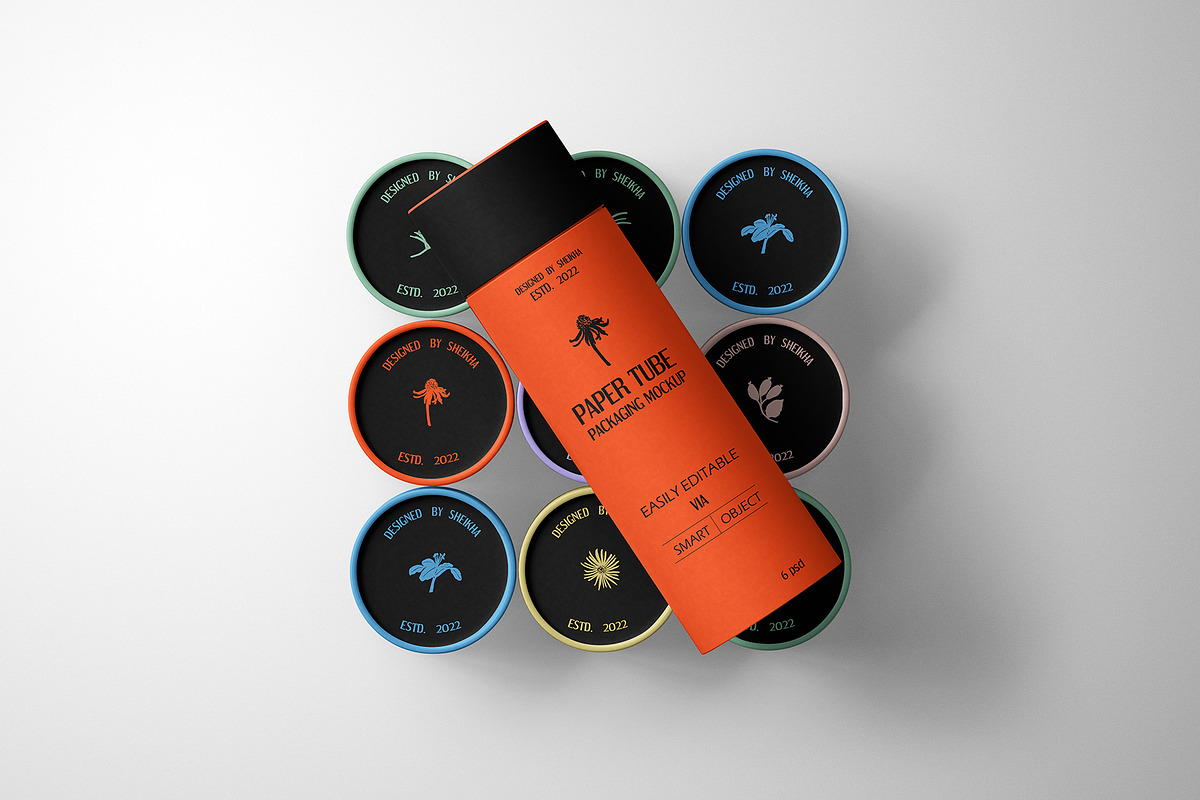 Slim Paper Tube Packaging Mockup Set, a Packaging Mockup by Sheikhadesign (Photo 9 of 11)