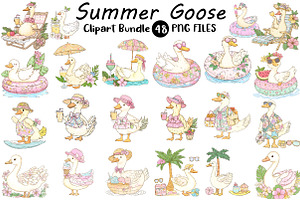 Summer Goose Clipart Bundle, an Illustration by Digital Artistic99