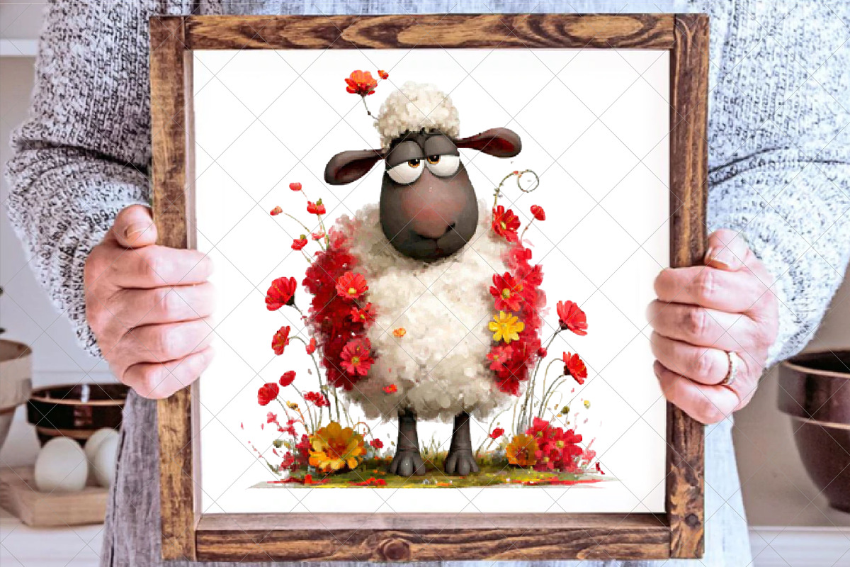 Funny Valentine Sheep Clipart Bundle, an Illustration by SinaCreation (Photo 4 of 5)