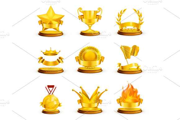 Golden Awards Win Victory Vectors
