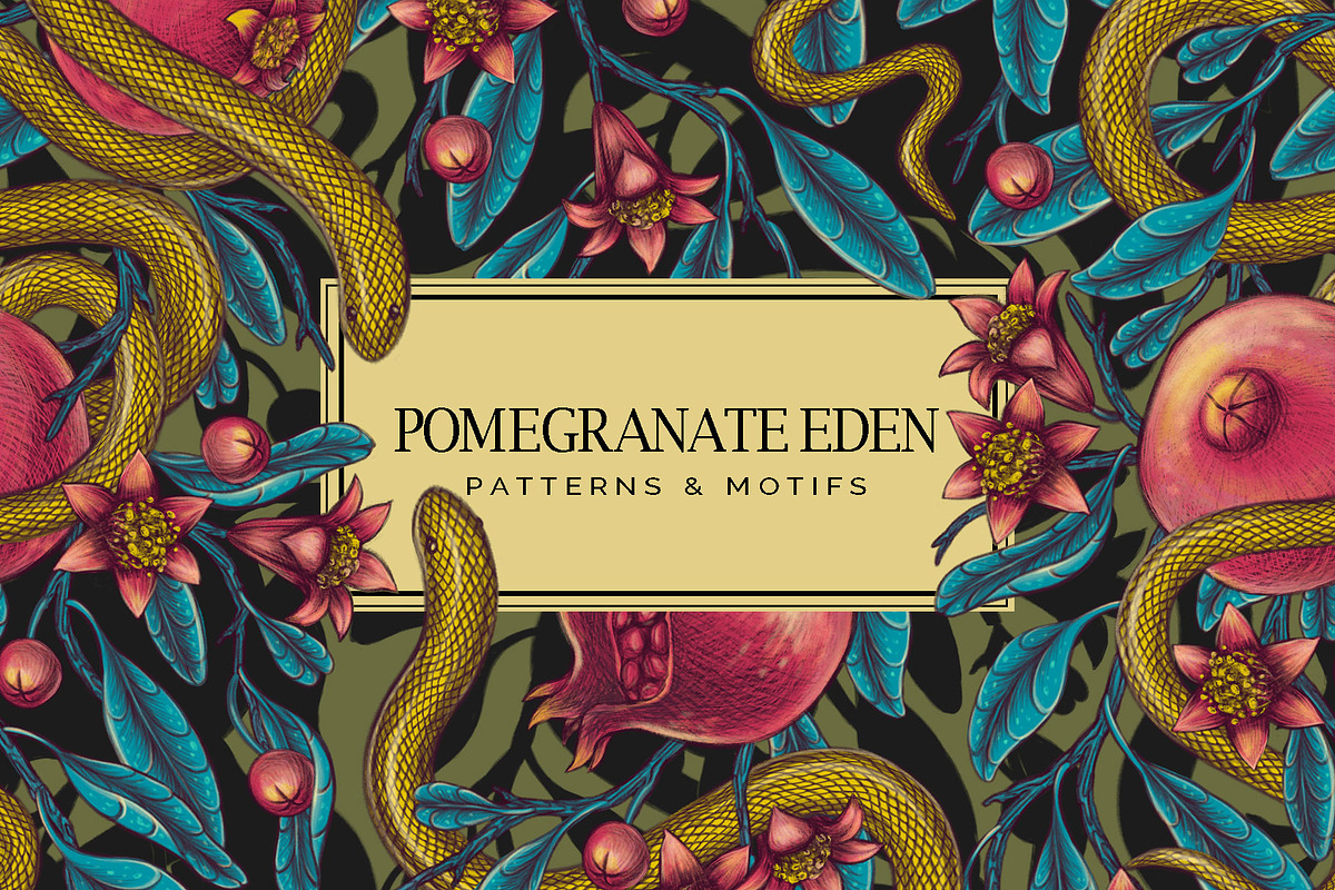 POMEGRANATE EDEN - patterns & motifs, a Decorative Illustration by Liiafis (Photo 1 of 15)