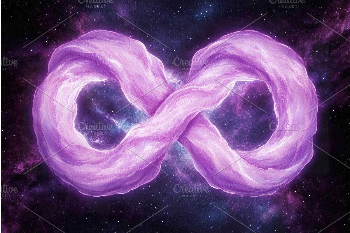 Purple infinity symbol in cosmic, an Illustration by Lermont51