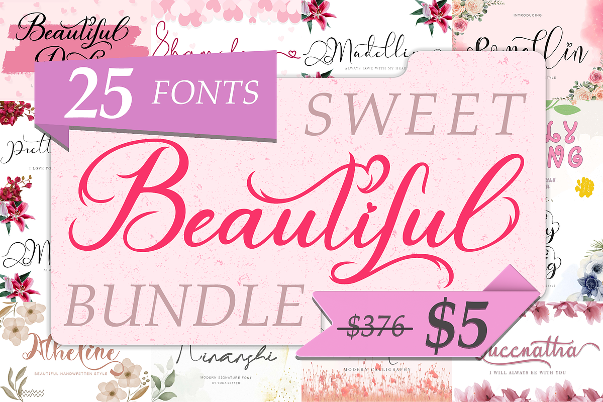 Beautiful Sweet Bundle, a Handwritten Font by Yoga Letter (Photo 1 of 19)