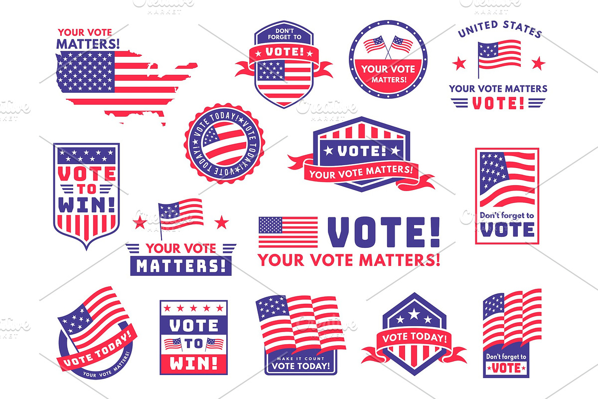 Usa voting labels. American, an Illustration by YummyBuum