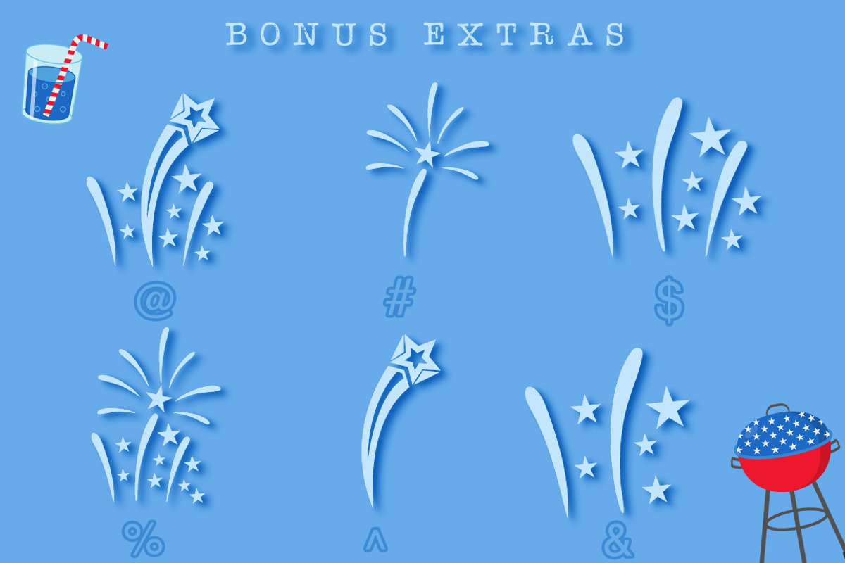 Fireworks 4th of July Font & Bonus S preview 5