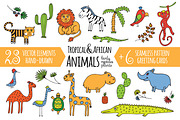 Set tropical & African animals, an Animal Illustration by EvgeniaV (Thumbnail 1 of 5)