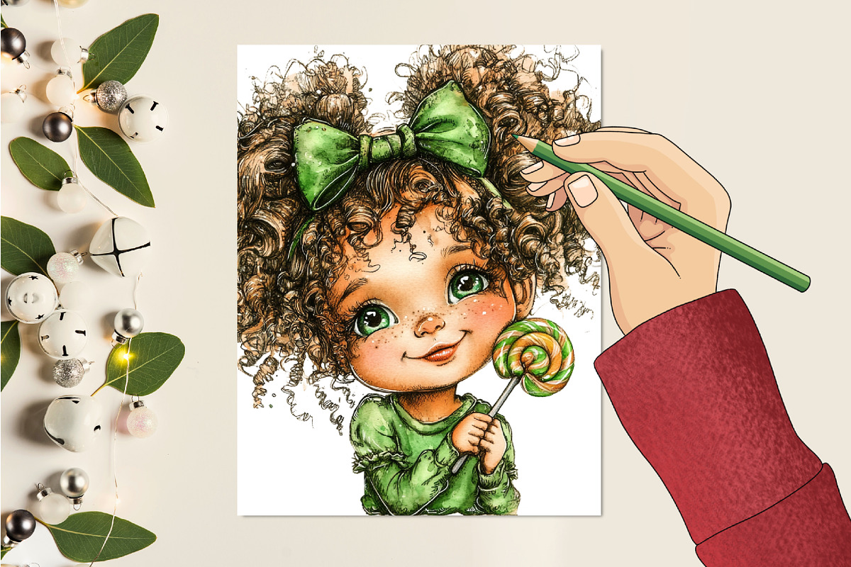 Whimsical Funny Girl Clipart, a Seasonal Illustration by CitraGraphics (Photo 5 of 6)