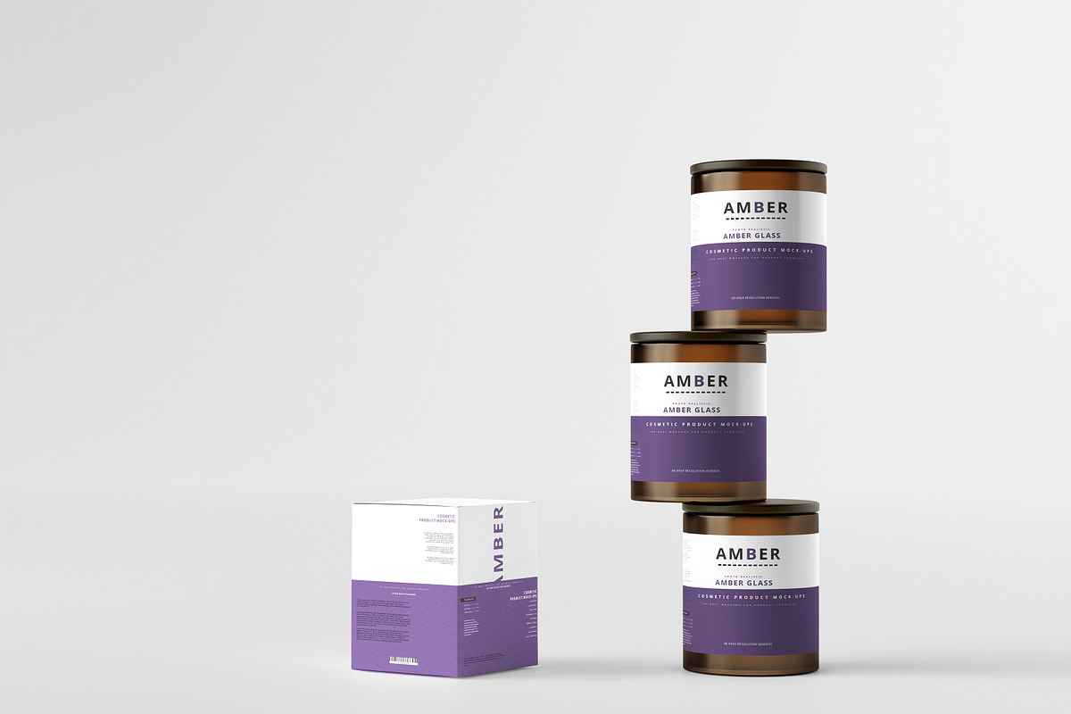 Wooden Lid Amber Glass Jar Mockups, a Cups & Container Mockup by pmvch (Photo 9 of 15)
