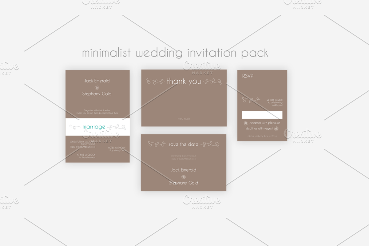 Minimalist Wedding Invitation Pack, an Invitation Template by Knofe (Photo 4 of 6)