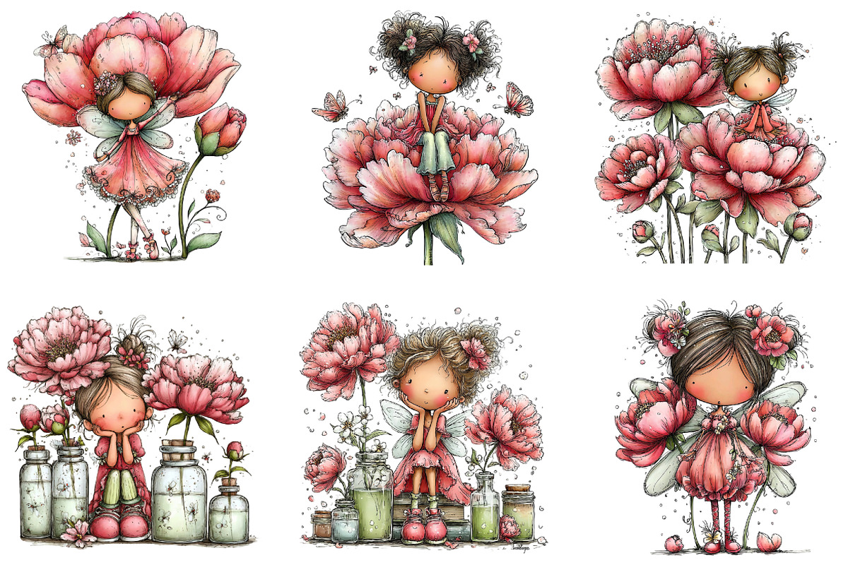 Spring Fairy Peony Clipart, an Illustration by CraftArtStudio (Photo 5 of 6)