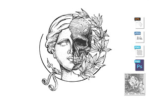 Venus Head And Skull With Flowers