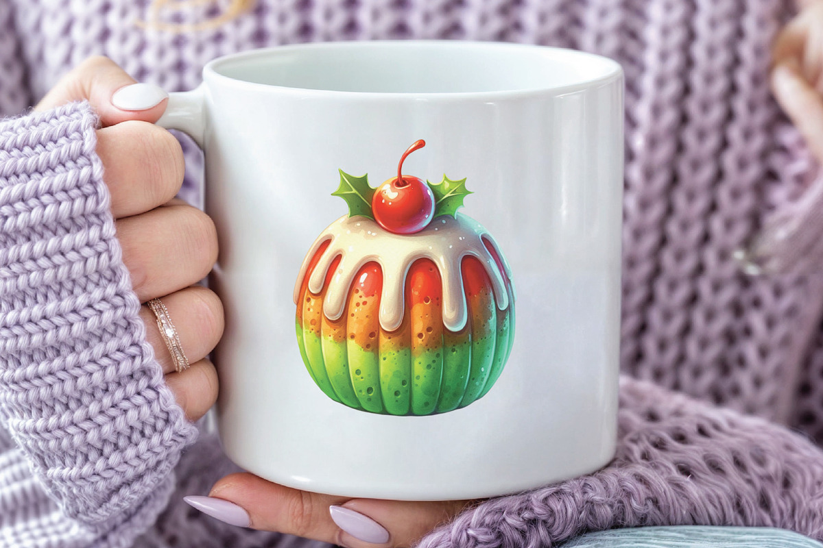 Watercolor Christmas Pudding Clipart, a Work Illustration by CraftArtStudio (Photo 5 of 6)