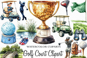 Watercolor Golf Court Clipart Bundle, an Illustration by Craft Nest