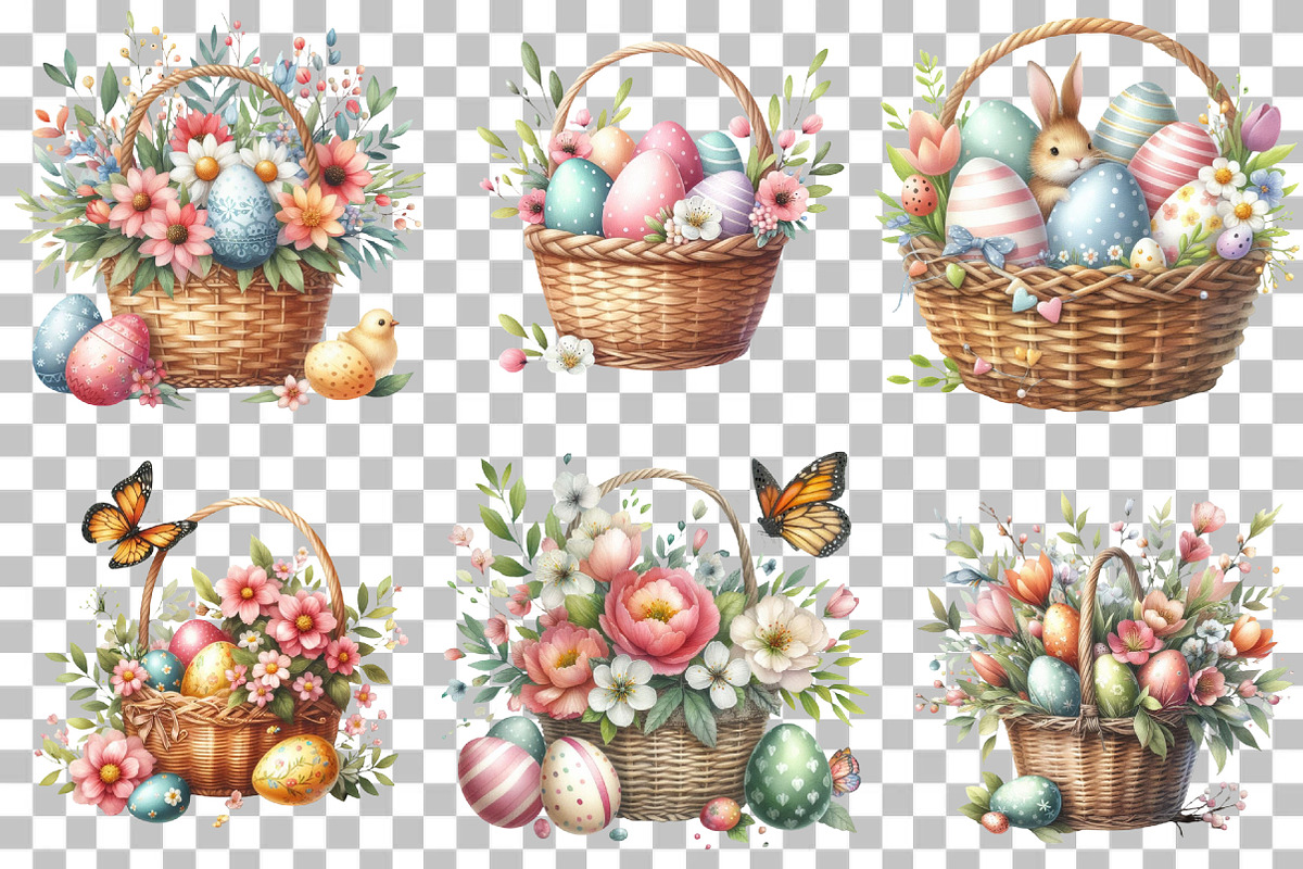 Watercolor Floral Easter Baskets, an Illustration by DreamCafeArt (Photo 3 of 6)