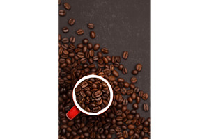 Red mug full of freshly roasted
