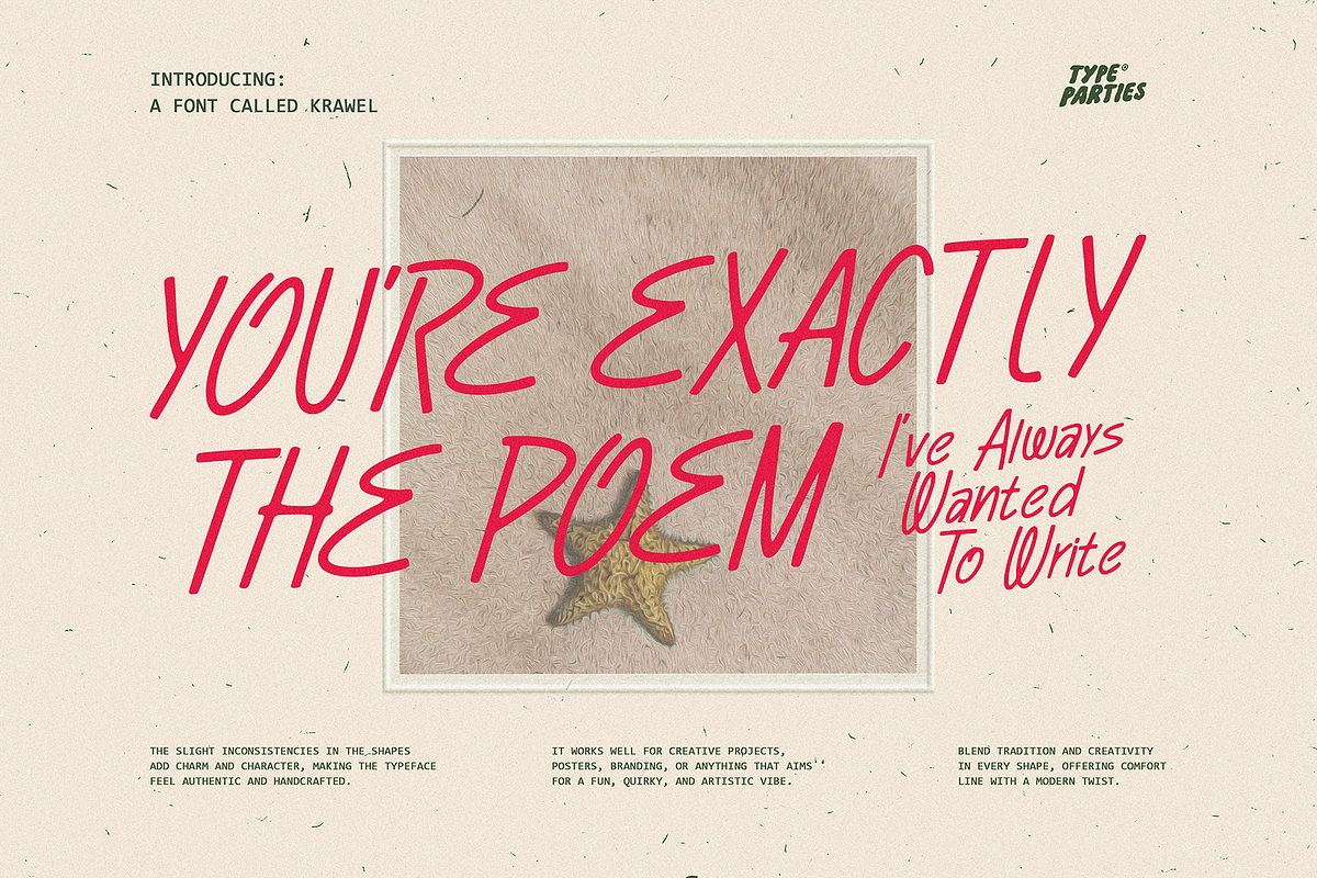 Krawel - Handwritten Brush Font, a Handwritten Font by Typeparties (Photo 2 of 10)