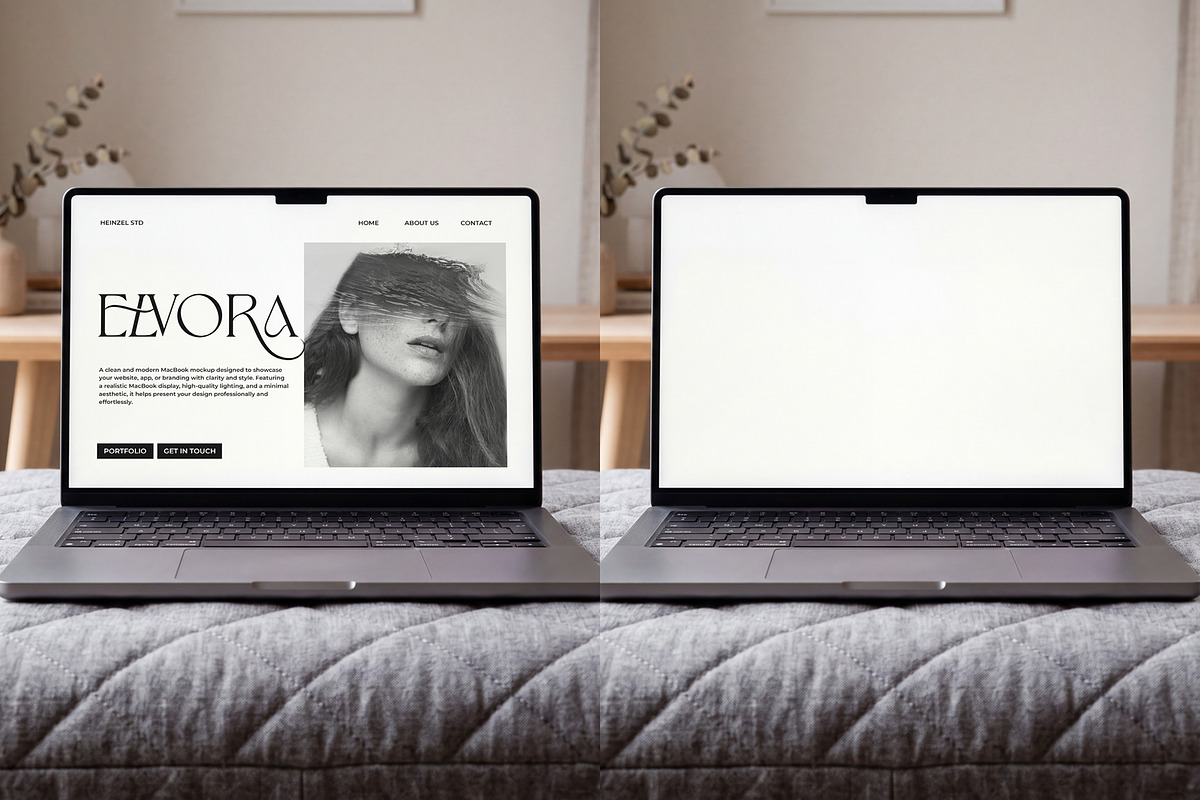 Elvora - Macbook Device Mockup, a Mac Mockup by Heinzel Std Mockup (Photo 5 of 5)