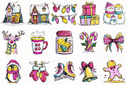 Brush Doodle Christmas Clipart, an Illustration by OK Design (Thumbnail 3 of 6)