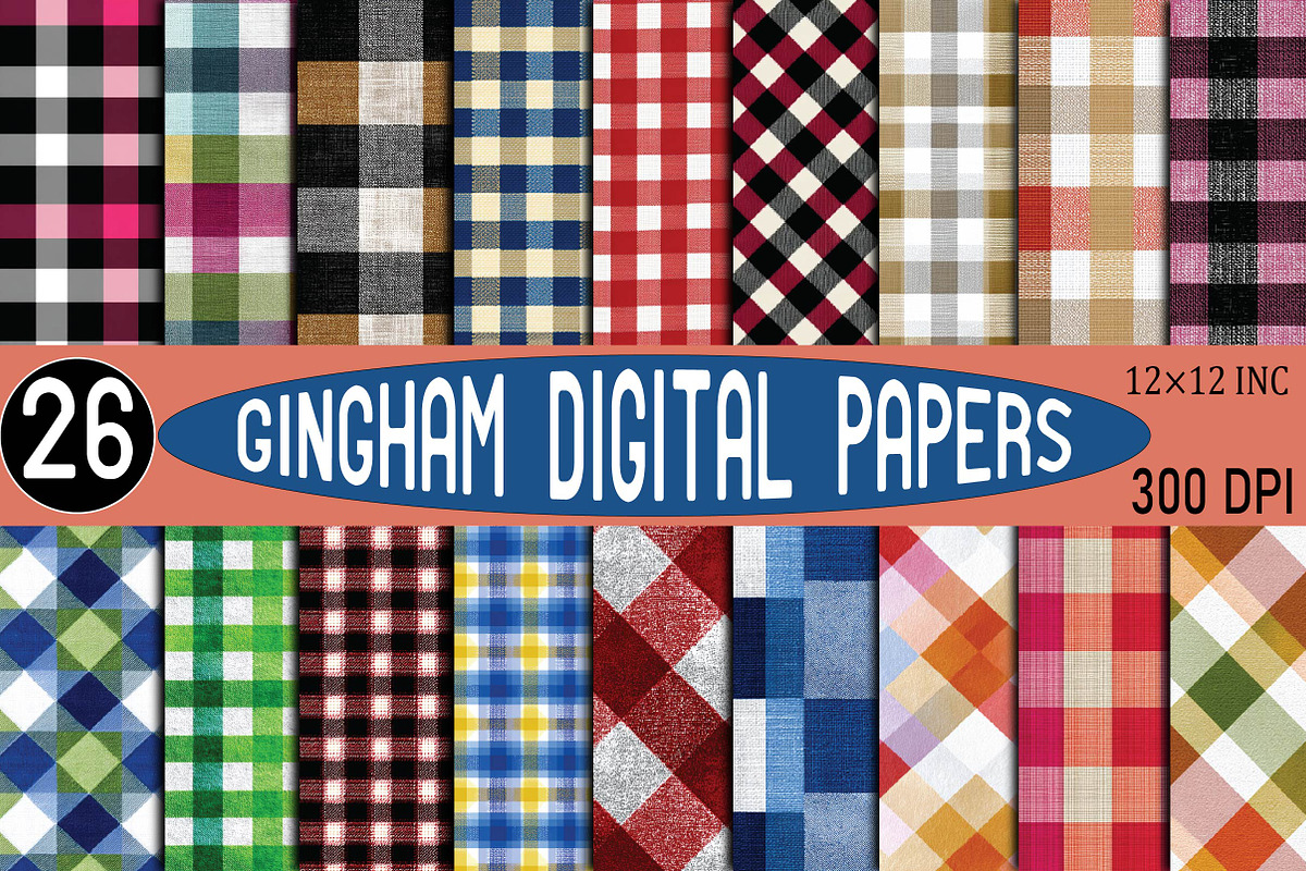 Gingham Pattern Digital Papers Set, a Pattern Graphic by SVGArt (Photo 1 of 9)