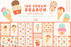 Ice Cream Season Vector Set, a Food Illustration by Olya Haifisch