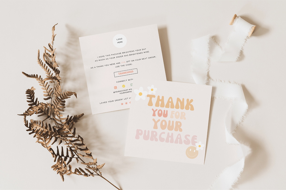 Retro Thank you card Canva template, a Flyer Template by Hellohastore (Photo 2 of 11)