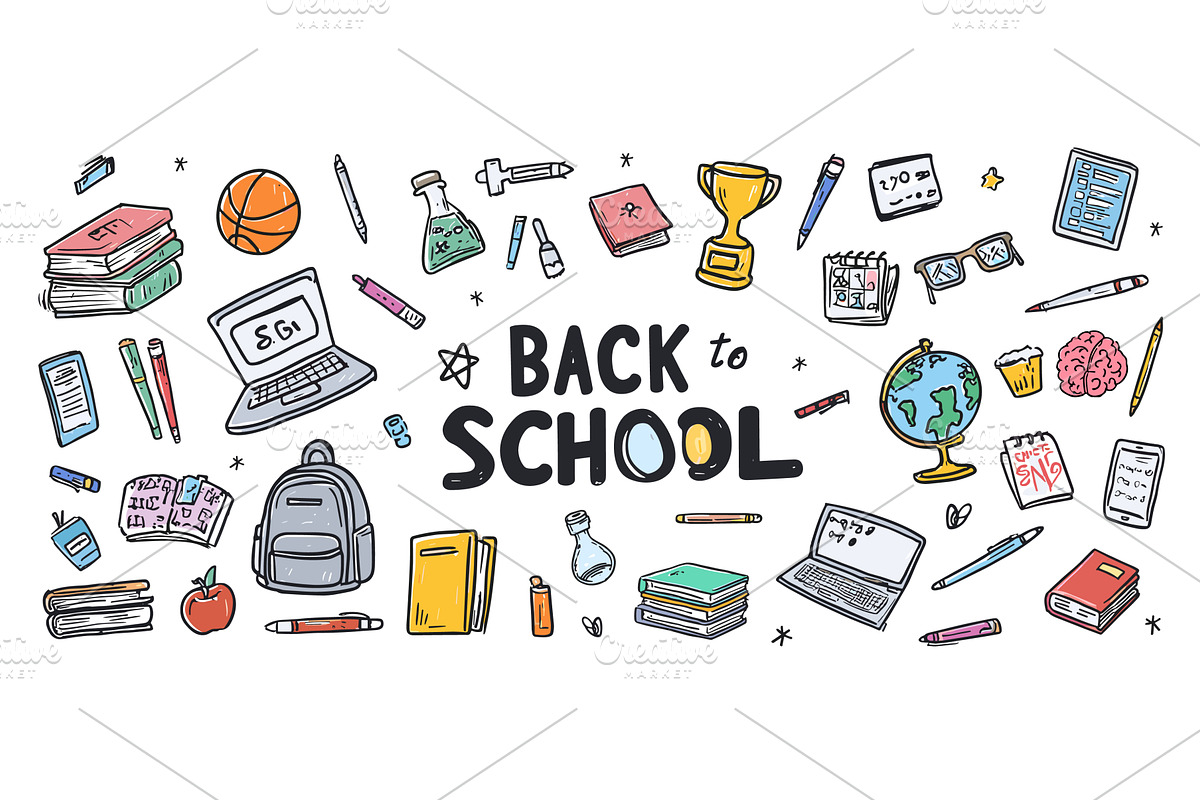 Study doodle elements. School items, an Object Illustration by Stock-Smart-Start