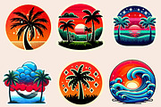Sunset Sticker Clipart Bundle, an Illustration by Designworld (Thumbnail 4 of 6)