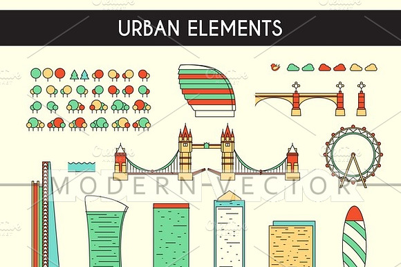 Set Sticker Urban Objects London