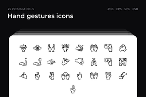 Hand gestures icons, an Outline Icon by Wencory
