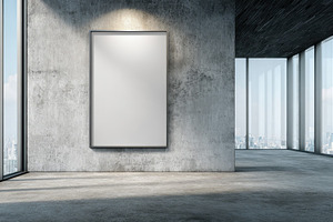 Empty poster frame in a modern offic, a Photo by Pavel_design