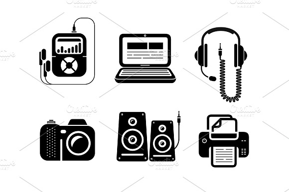 Icons In Black For Multimedia