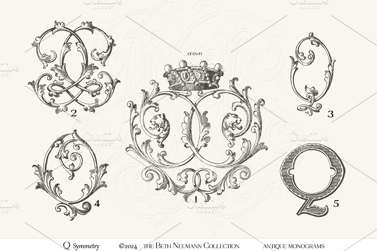 Antique Vintage Monogram Initial Q, an Object Graphic by Antique Monograms (Photo 4 of 4)