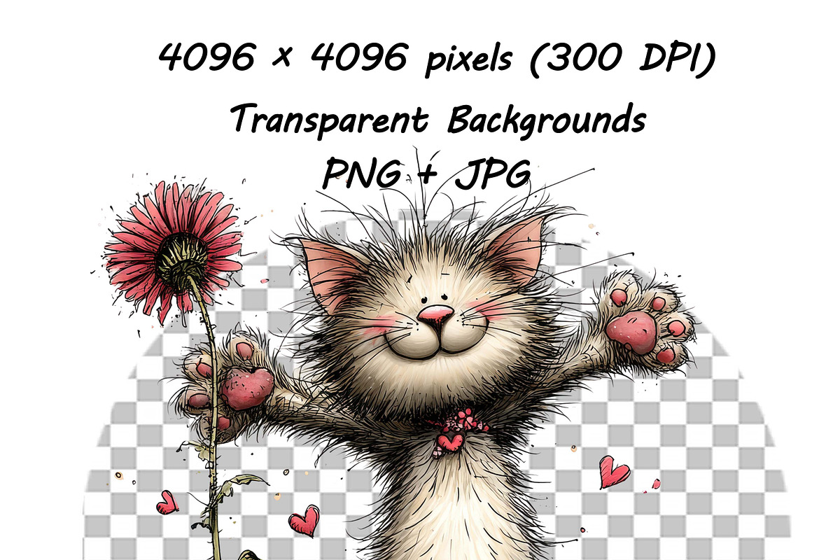 Whimsical Cat Valentine Clipart Set, an Animal Illustration by one-touch (Photo 18 of 19)