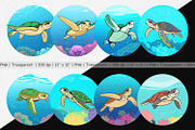 Sea Turtle Clipart, a Graphic by Artnoy (Thumbnail 2 of 5)