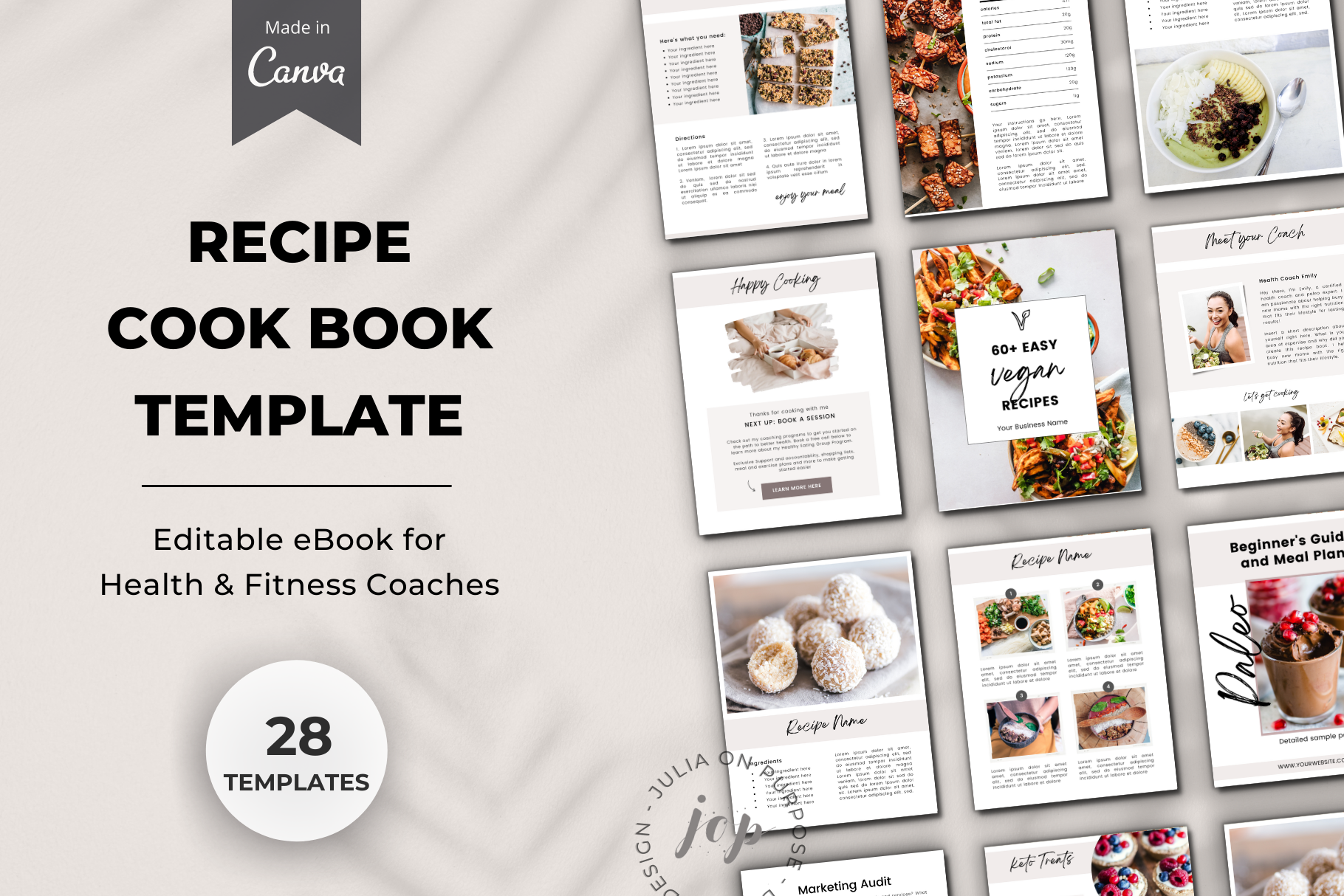 Recipe Book Template for Canva, a Magazine Template by Julia On Purpose