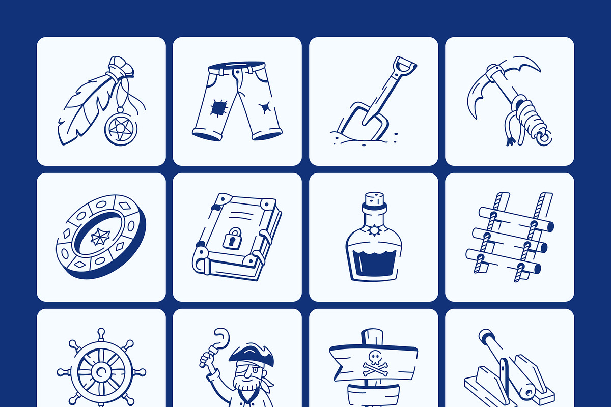 Pirate Doodle Icon Set, an Outline Icon by Vectors Market (Photo 8 of 8)